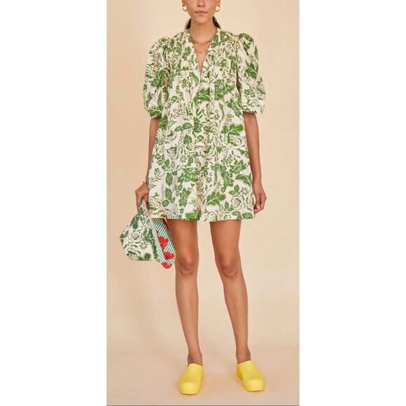 Hunter Bell Tuckernuck Jenkins Green Gardens Blouson Puff Sleeve Mini Dress - Picture 5 of 14